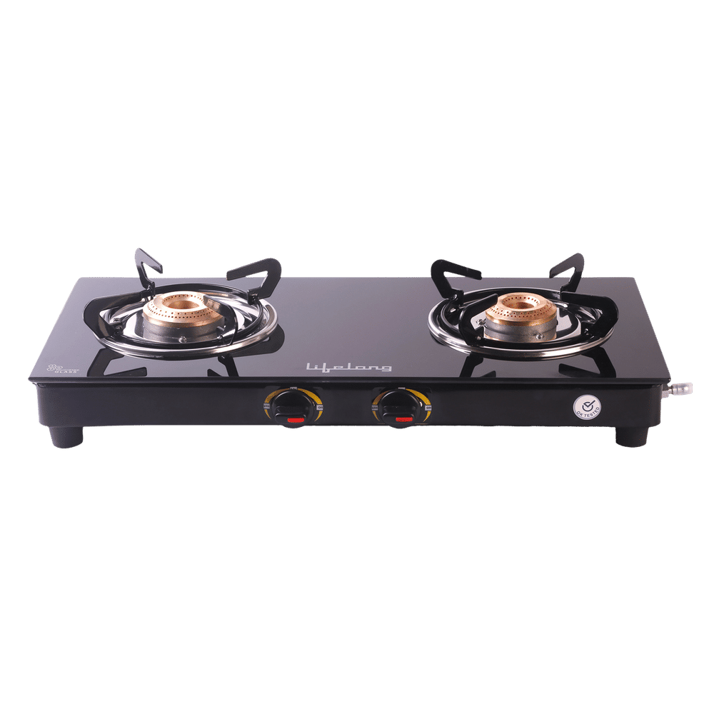 Buy Lifelong LLGS10 Toughened Glass Top 2 Burner Manual Gas Stove (Anti